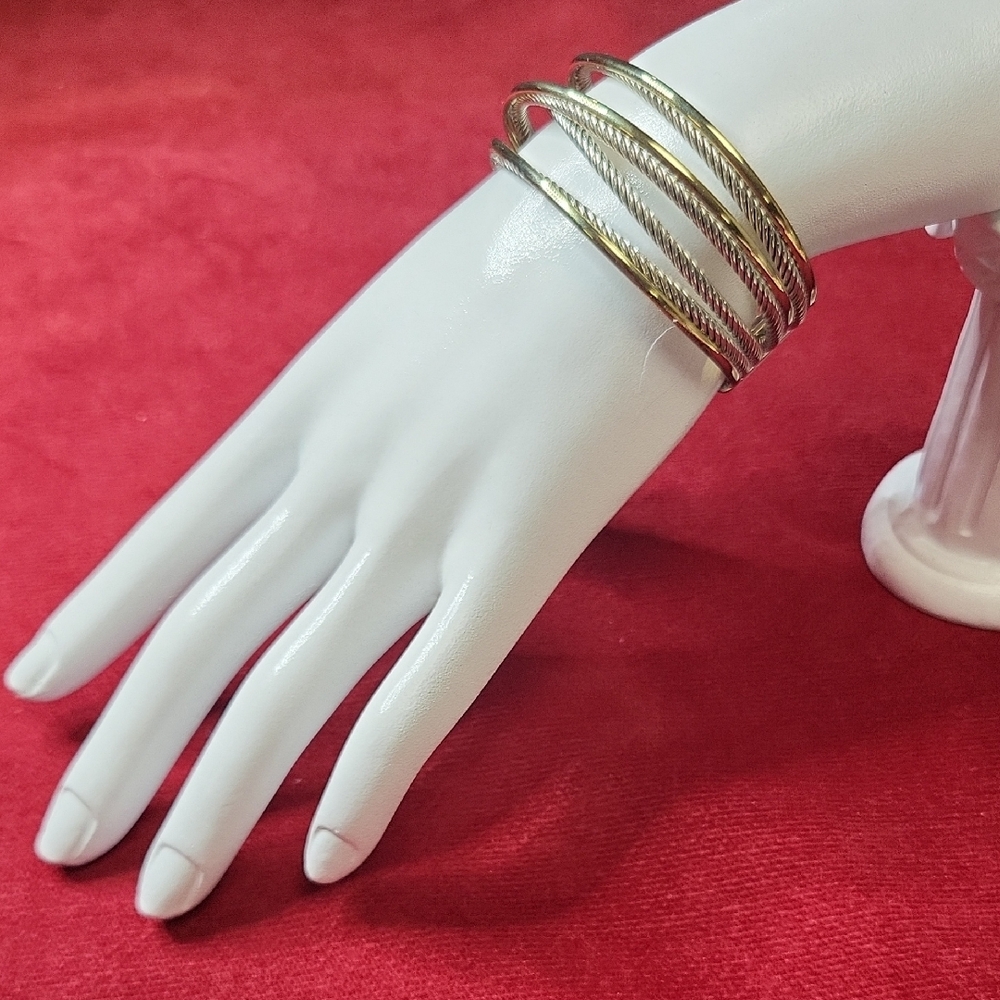 David Yurman 18K Gold & Sterling Silver Crossover Cable Cuff Bracelet